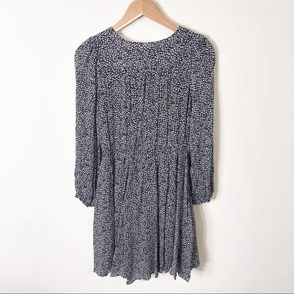 Anthropologie Maeve Carolyn Black Leopard Balloon Sleeves Surplice Mini Dress XS