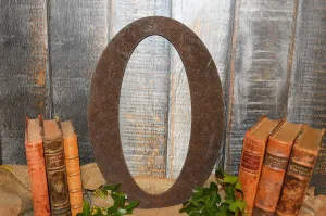 Antique Large Cast Iron Letter O Industrial Sign Signage 16"