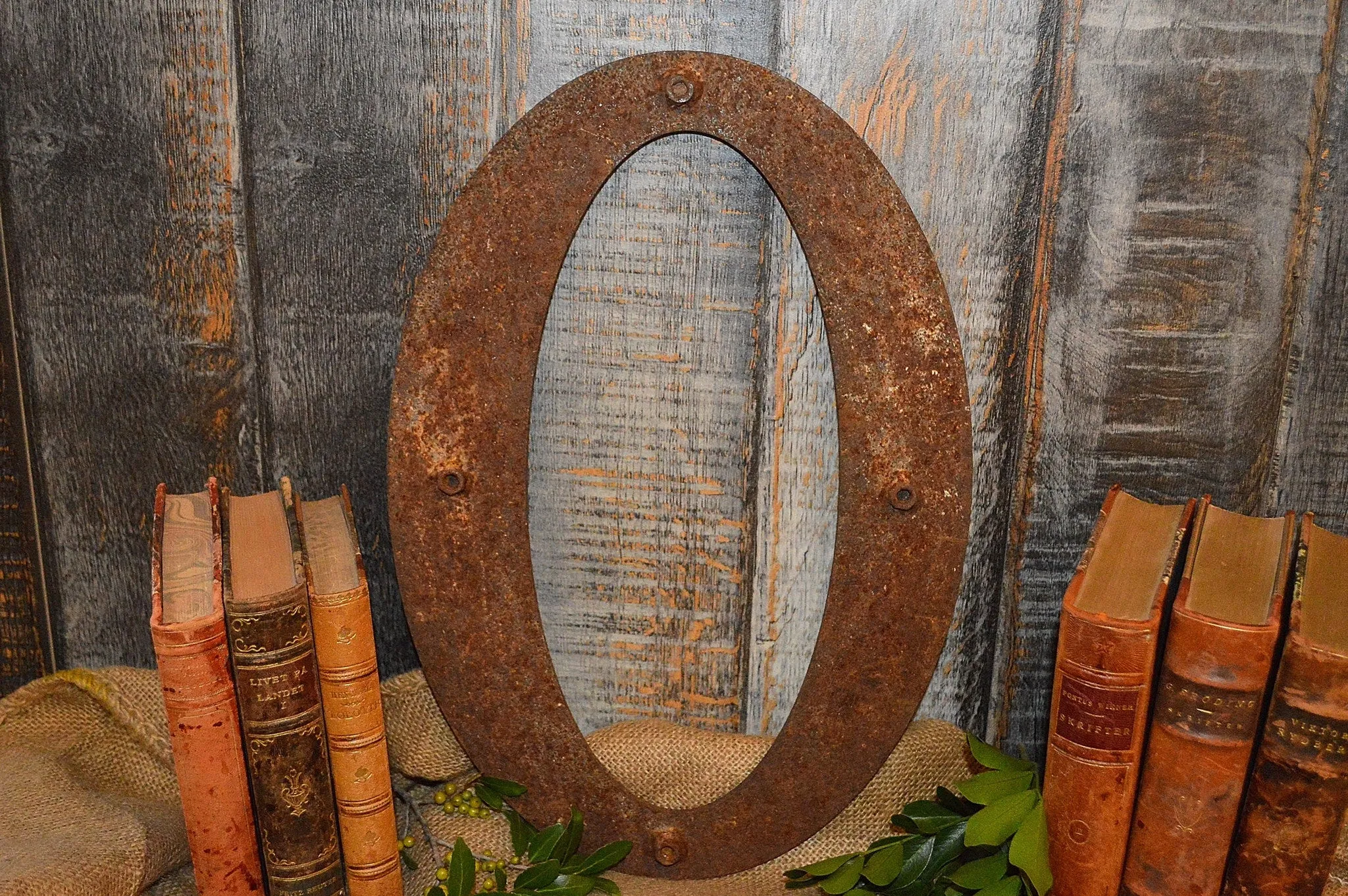 Antique Large Cast Iron Letter O Industrial Sign Signage 16"