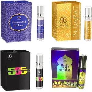 Arochem 24 Carat, 555, Zannatul Firdaus, Mushk Ae Bahar Attar 6ML - 4 Pcs