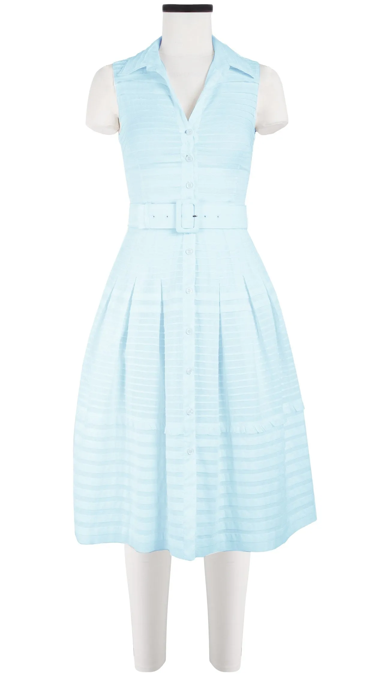 Audrey Dress #5 Shirt Collar Sleeveless Long Length Cotton Musola (Solid)