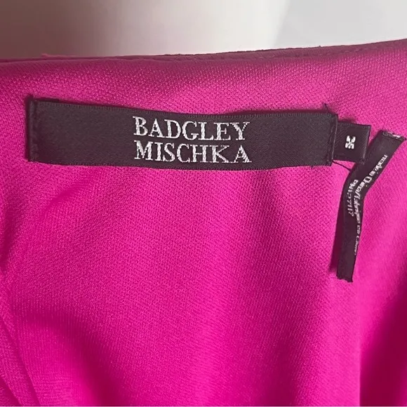 Badgley Mischka A-Line Lace Bell Sleeve Dress Pink Size Medium