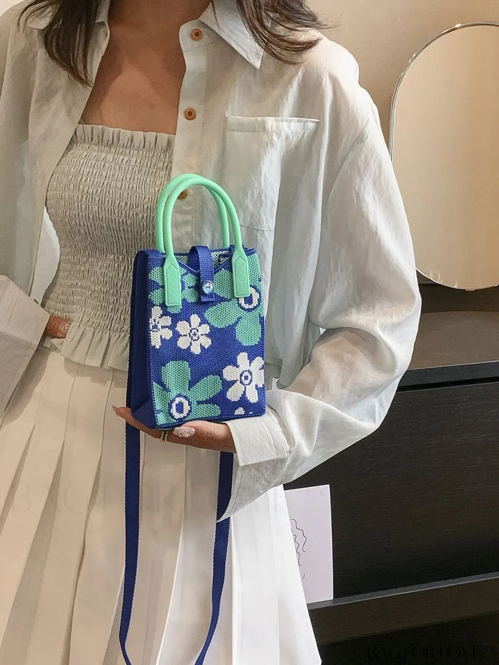 BagForLove - Chic & Compact Color-block Floral Crochet Handbag