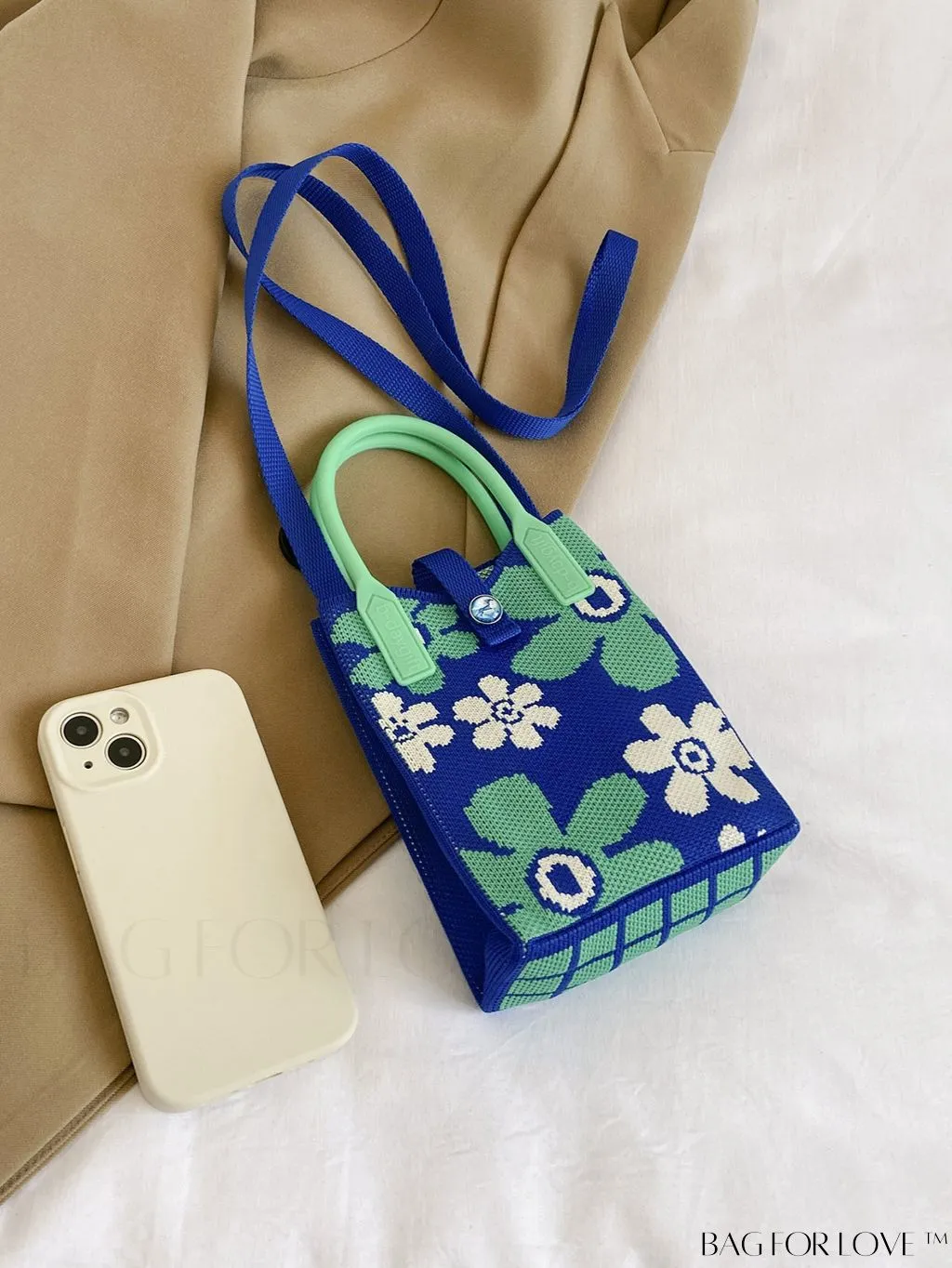 BagForLove - Chic & Compact Color-block Floral Crochet Handbag