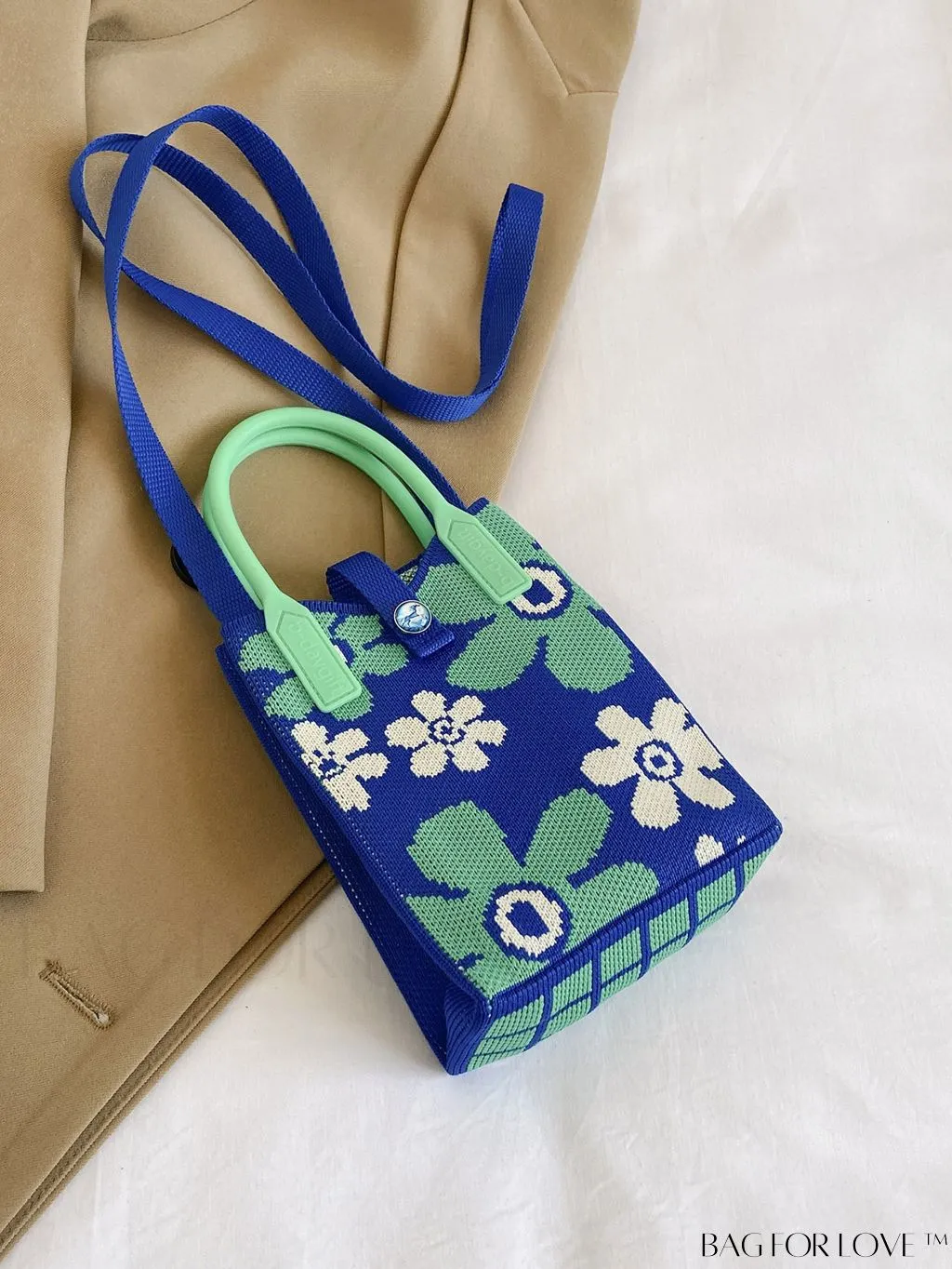 BagForLove - Chic & Compact Color-block Floral Crochet Handbag