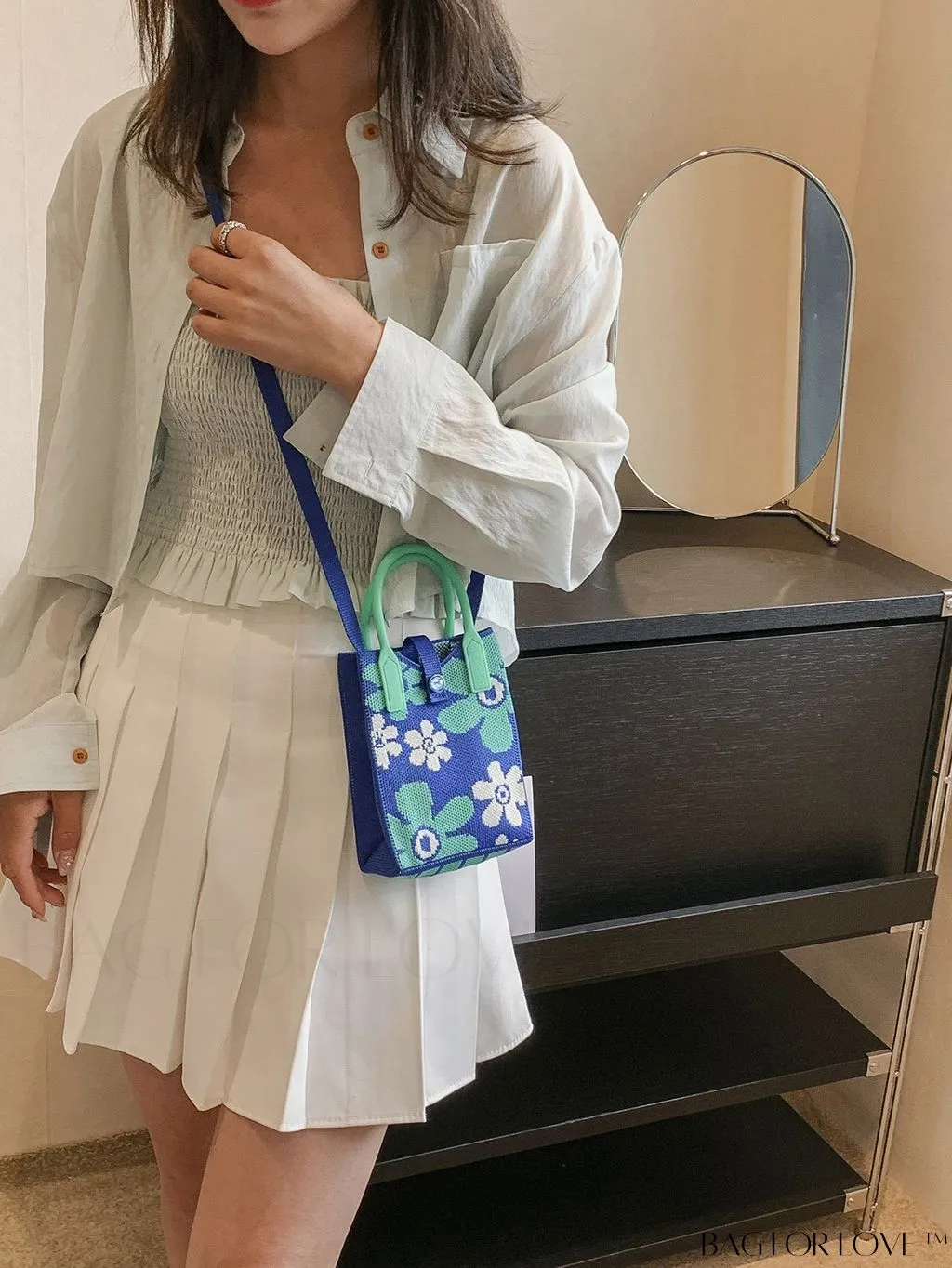 BagForLove - Chic & Compact Color-block Floral Crochet Handbag