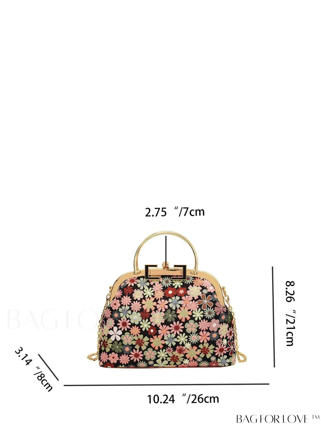 BagForLove - Chic Floral Print Clutch with Metal Chain