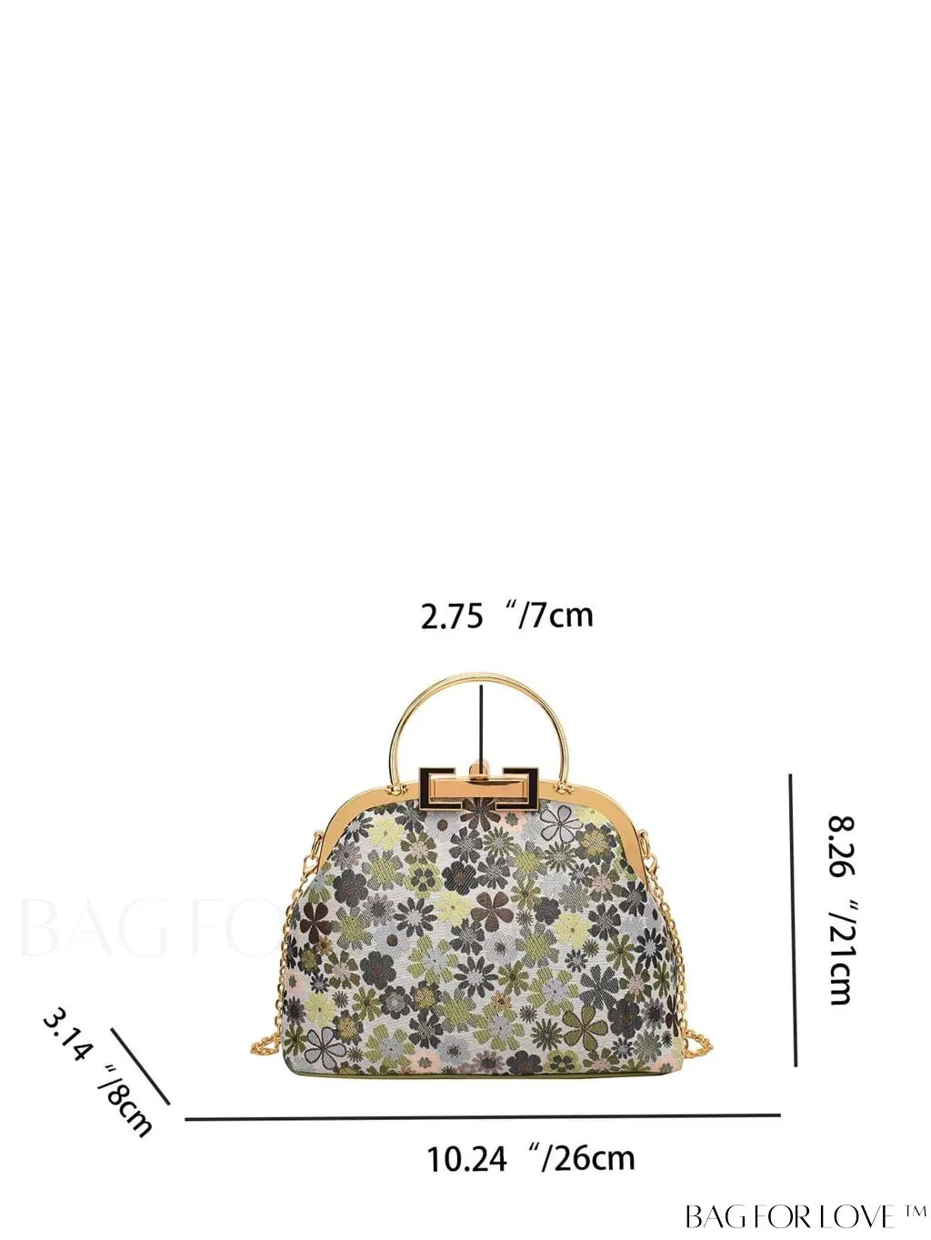 BagForLove - Chic Floral Print Clutch with Metal Chain