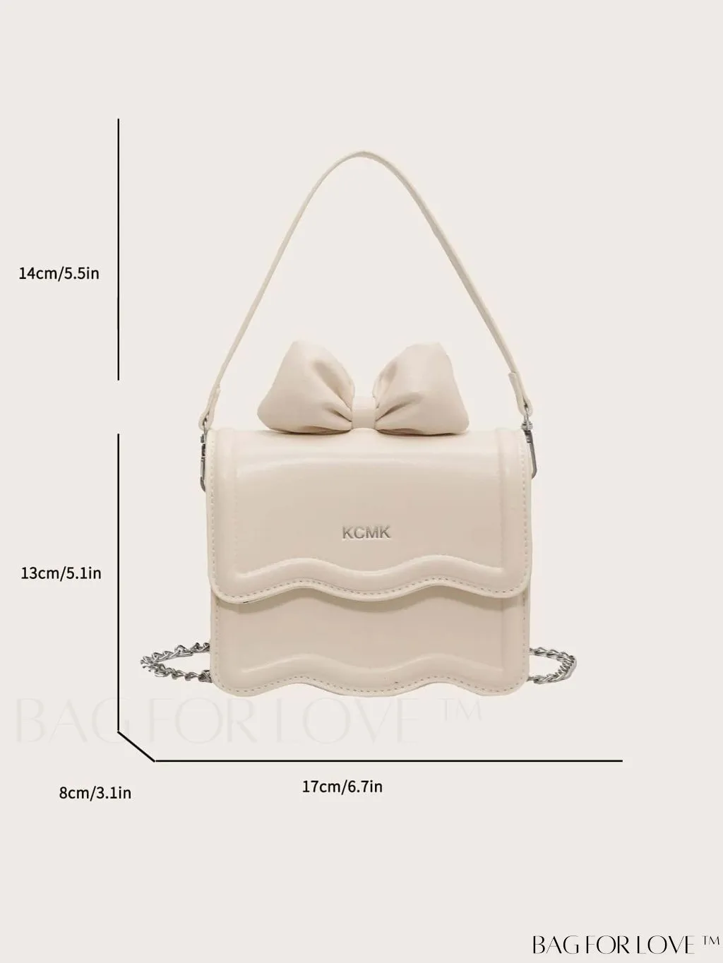 BagForLove - Chic Metallic Glossy Handbag with Bow Tie Accent & Chain Strap