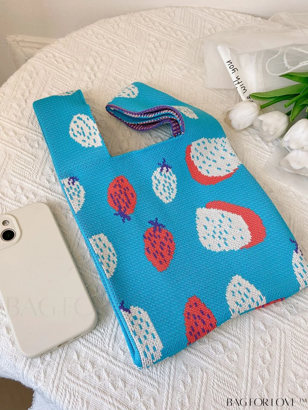 BagForLove - Chic Mini Fruit-Patterned Crochet Tote - Fashionably Compact