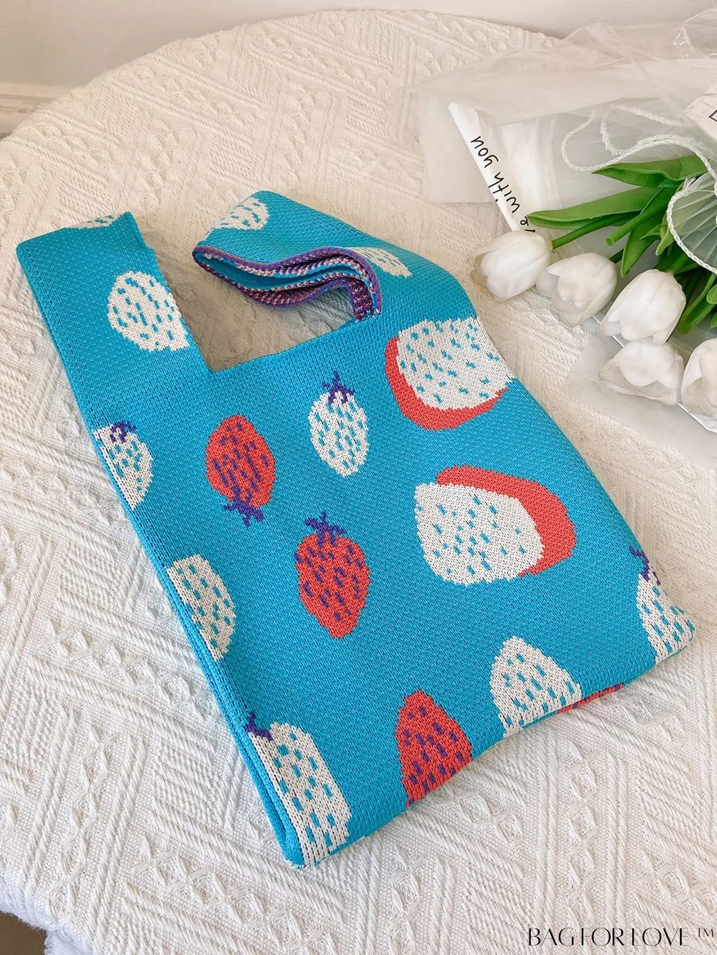BagForLove - Chic Mini Fruit-Patterned Crochet Tote - Fashionably Compact