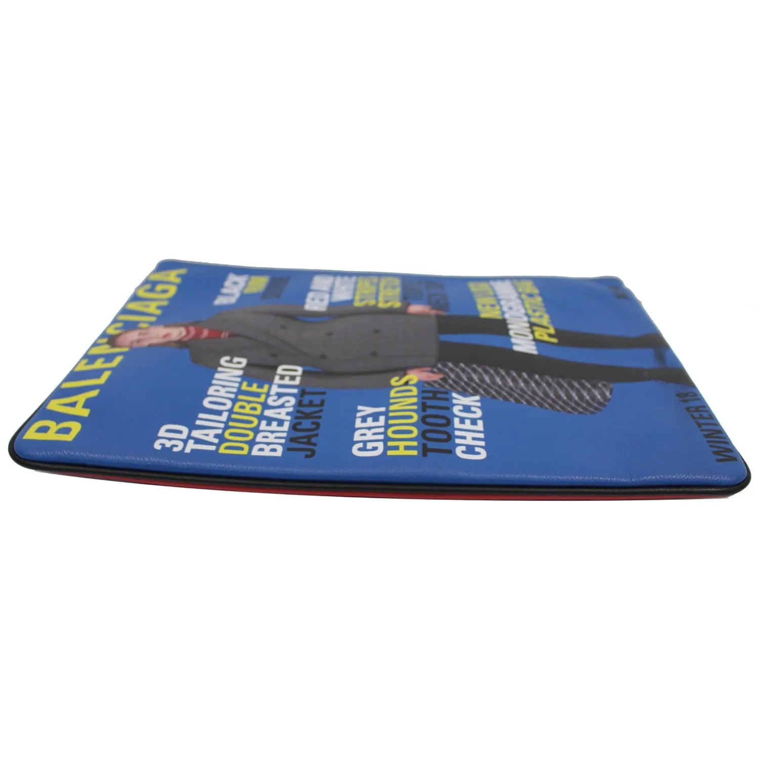 BALENCIAGA Magazine Print Leather Zippy Clutch Red/Blue - 20% OFF
