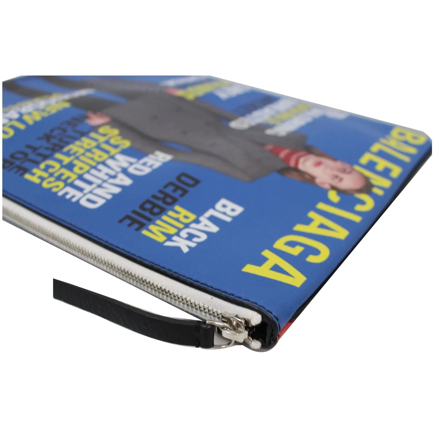 BALENCIAGA Magazine Print Leather Zippy Clutch Red/Blue - 20% OFF