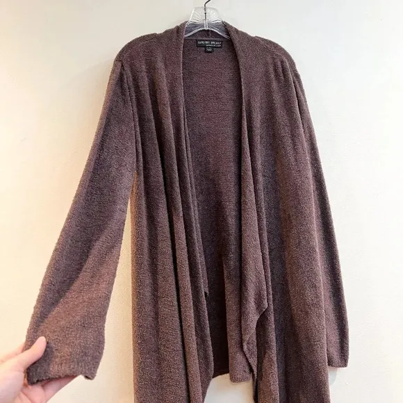 Barefoot Dreams Bamboo Chic Lite Brown Open Long Knit Loungewear Cardigan L/XL