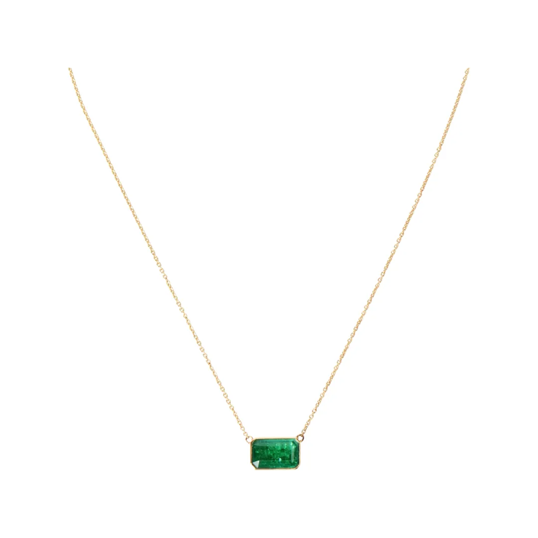 Bazel-set Emerald and Tsavorite Shaker Necklace