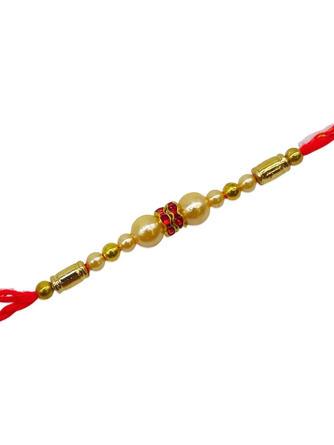 Beautiful Simple Pearl Rakhi With Beads Red Thread Rakhi For Raksha Bandhan