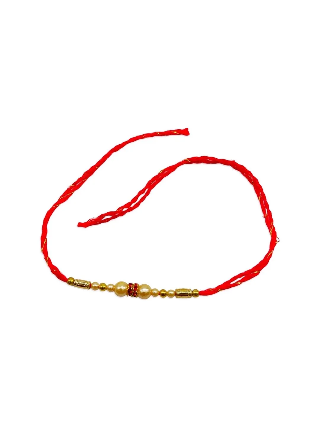 Beautiful Simple Pearl Rakhi With Beads Red Thread Rakhi For Raksha Bandhan