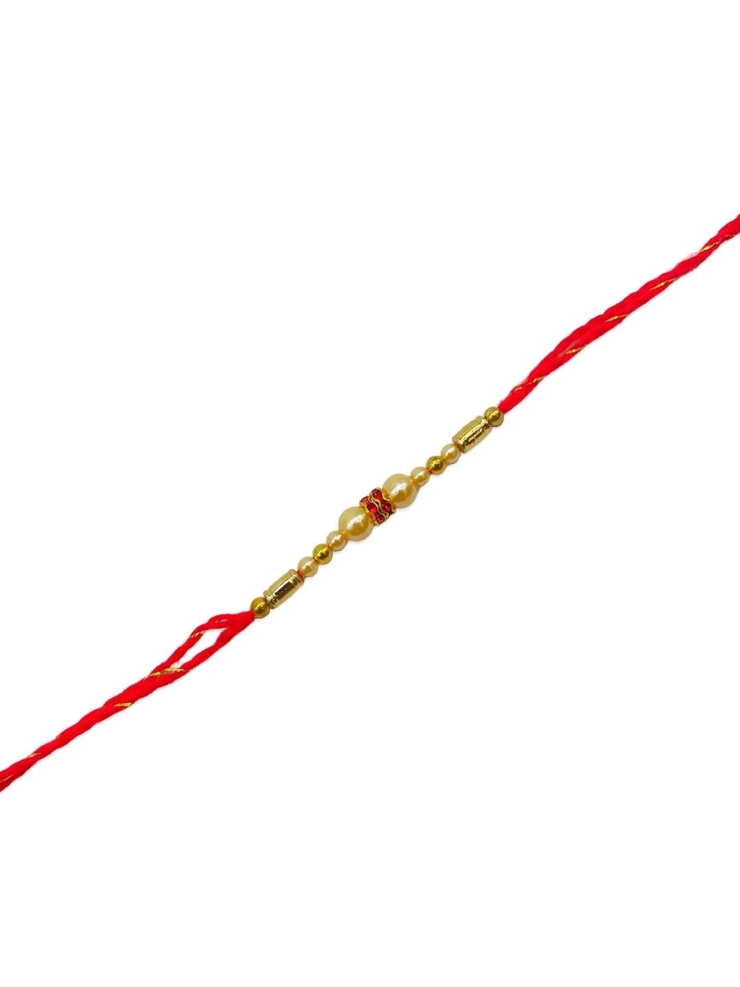 Beautiful Simple Pearl Rakhi With Beads Red Thread Rakhi For Raksha Bandhan