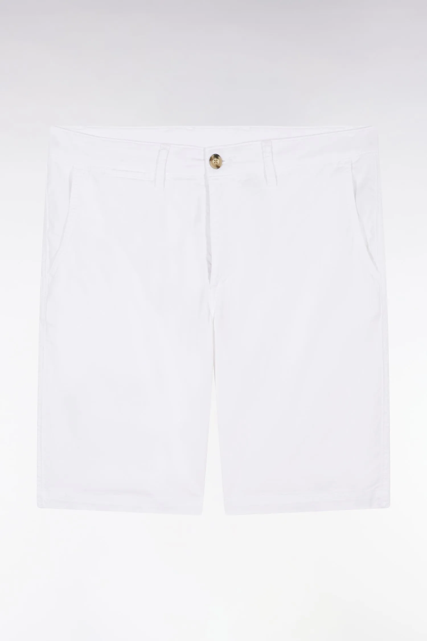 Bermuda chino en coton stretch blanc coupe droite