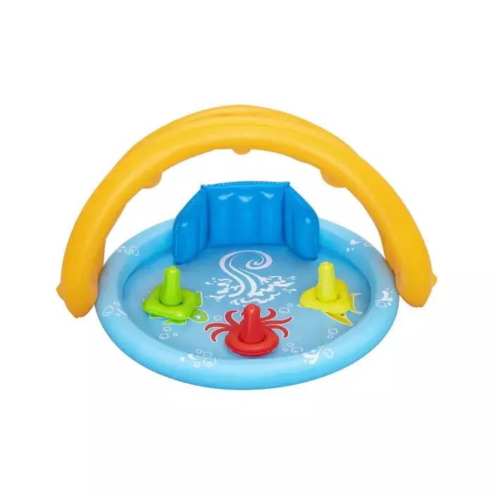Bestway 45" X 35" X 30"/1.15M X 89CM X 76CM Lil' Seashapes Baby Pool (Contents:1 pool,3 rings,1 sun shade, repair patch.)
