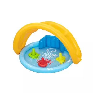 Bestway 45" X 35" X 30"/1.15M X 89CM X 76CM Lil' Seashapes Baby Pool (Contents:1 pool,3 rings,1 sun shade, repair patch.)