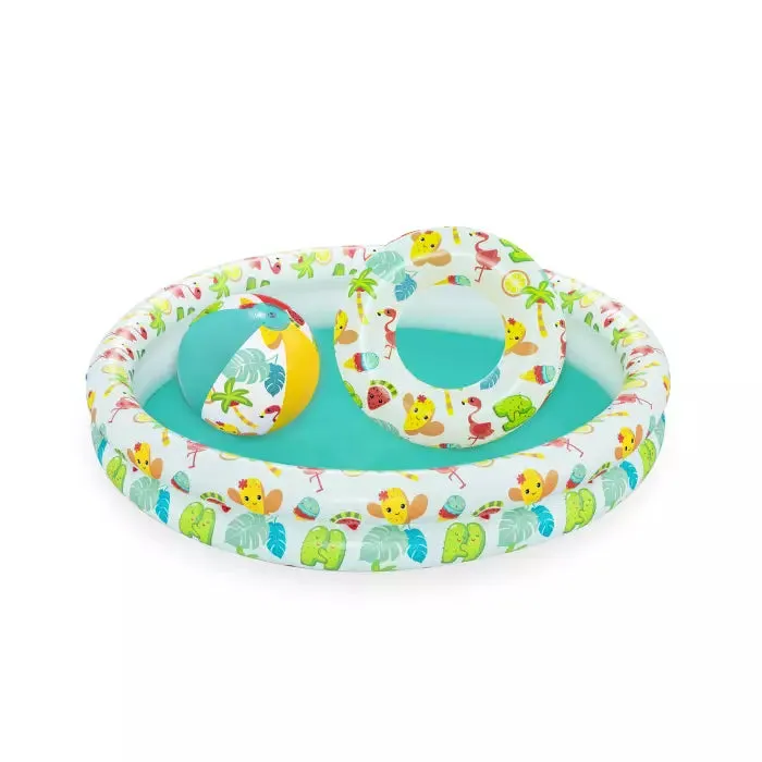 Bestway Φ48" X H8"/Φ1.22M X H20CM Play Pool Set (Contents: 1 pool, 1 swim ring, 1 beach ball, repair patch)