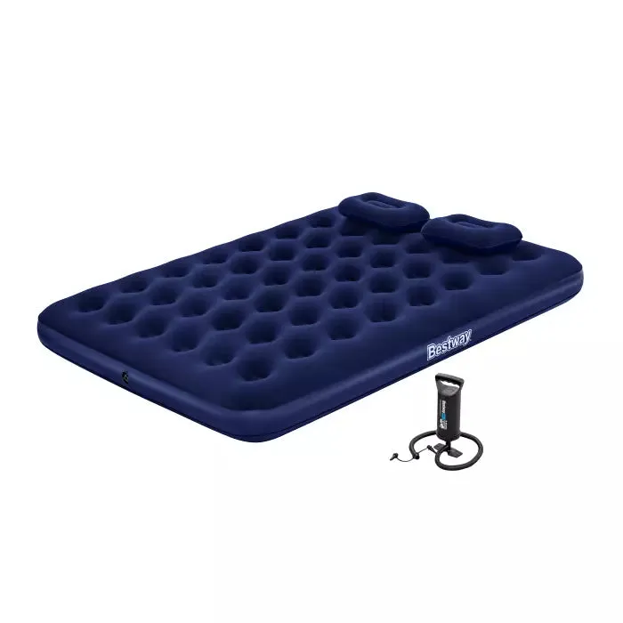 Bestway 80" X 60" X 8.75"/2.03M X 1.52M X 22CM Air Mattress QueenManual Hand Pump (Air Mattress, two pillows, repair patch, with Air Hammer-Inflation Pump)
