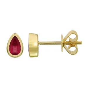 Bezel Ruby Pear Shaped Studs