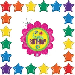 Birthday Button Flowers Holographic