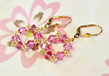 Birthstone Colors Hoop Earrings made with Swarovski Crystals, Rose Pink