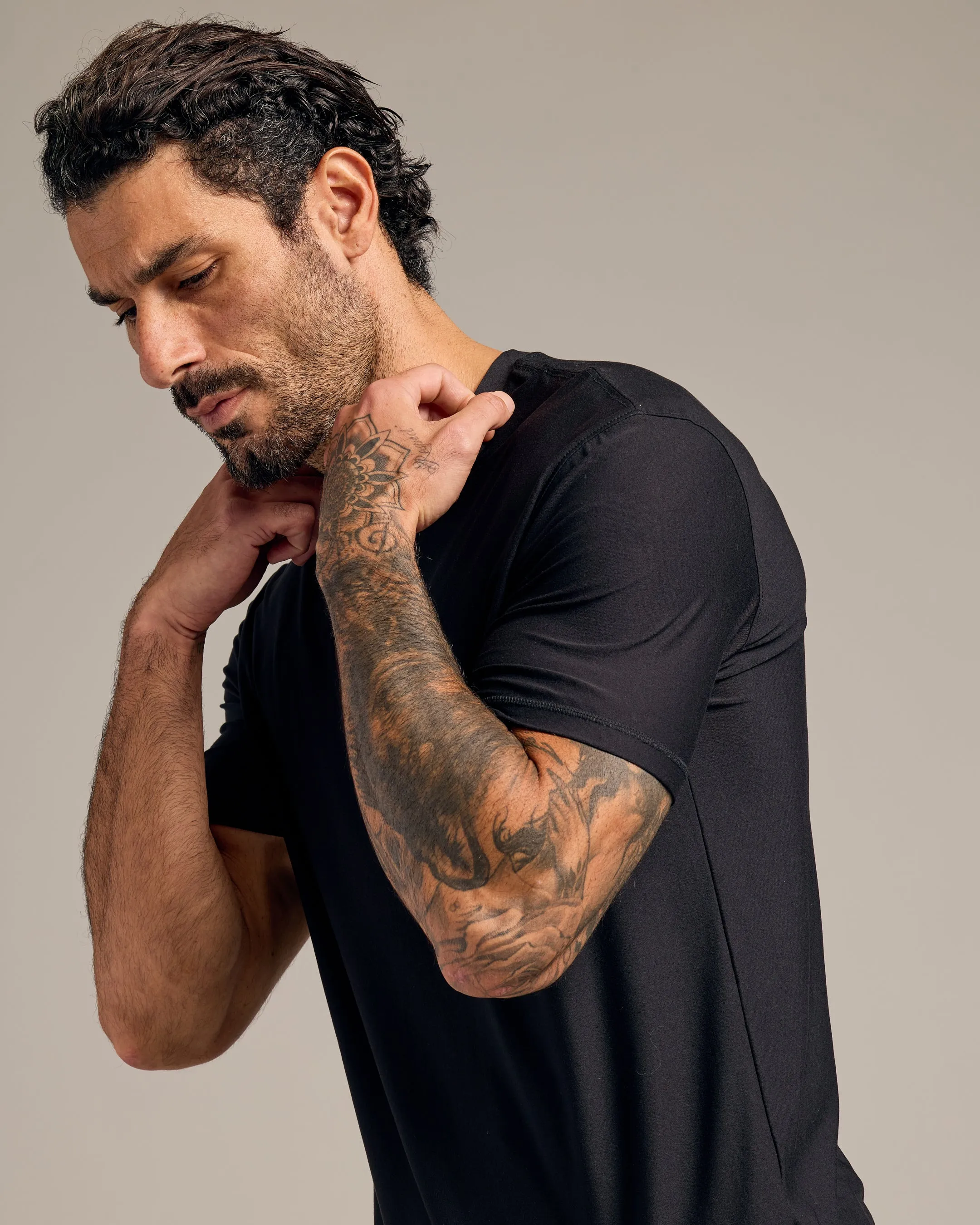 Black Active Crew Neck Tee
