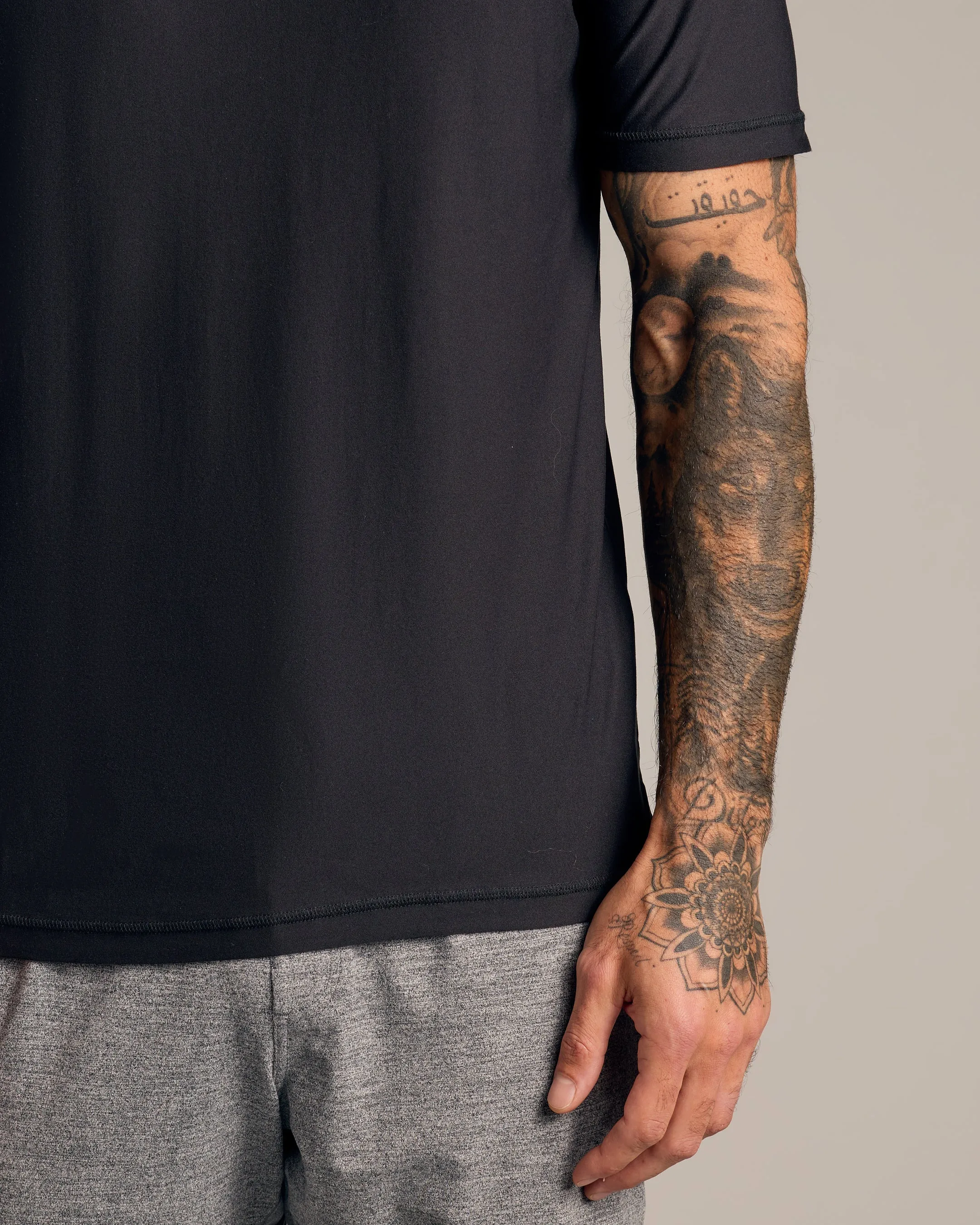 Black Active Crew Neck Tee
