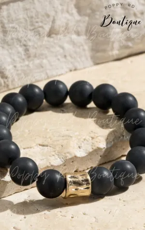 Black Granite Stone bead bracelet *