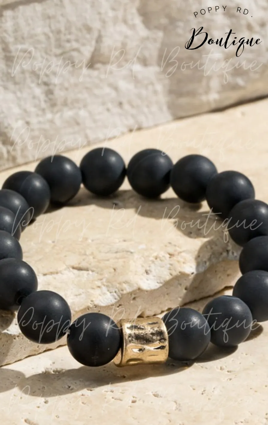 Black Granite Stone bead bracelet *