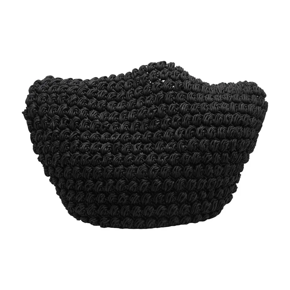 Black Large Popcorn Basket Hobo Bag