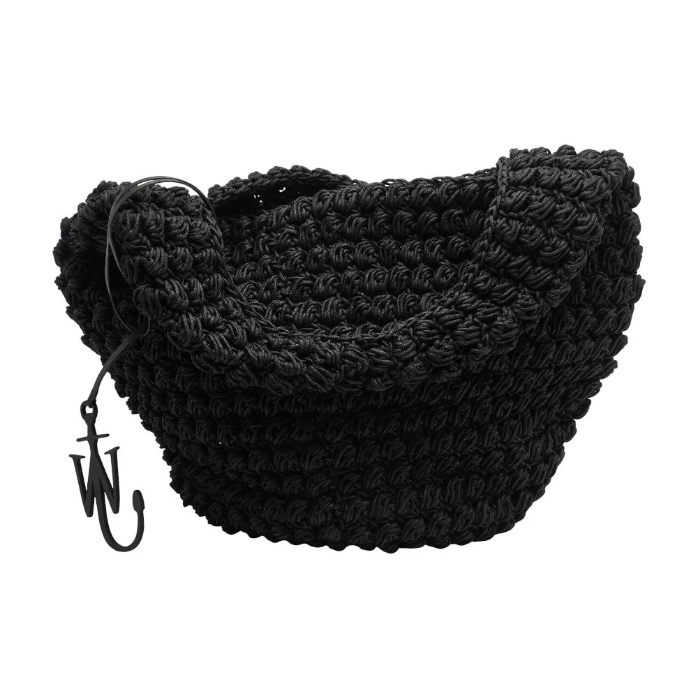Black Large Popcorn Basket Hobo Bag
