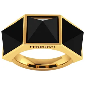 Black Onyx Pyramids Ring 18 Karat Yellow Gold