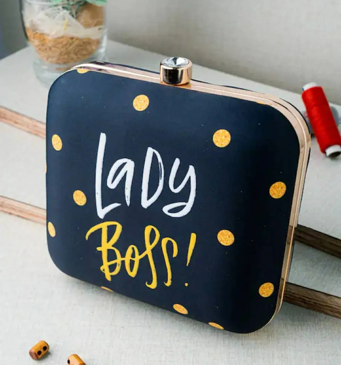 Black Printed Square shape Clutch handbags | Evening clutches | Gift for girlfriend| Gift for sister | Gift for her