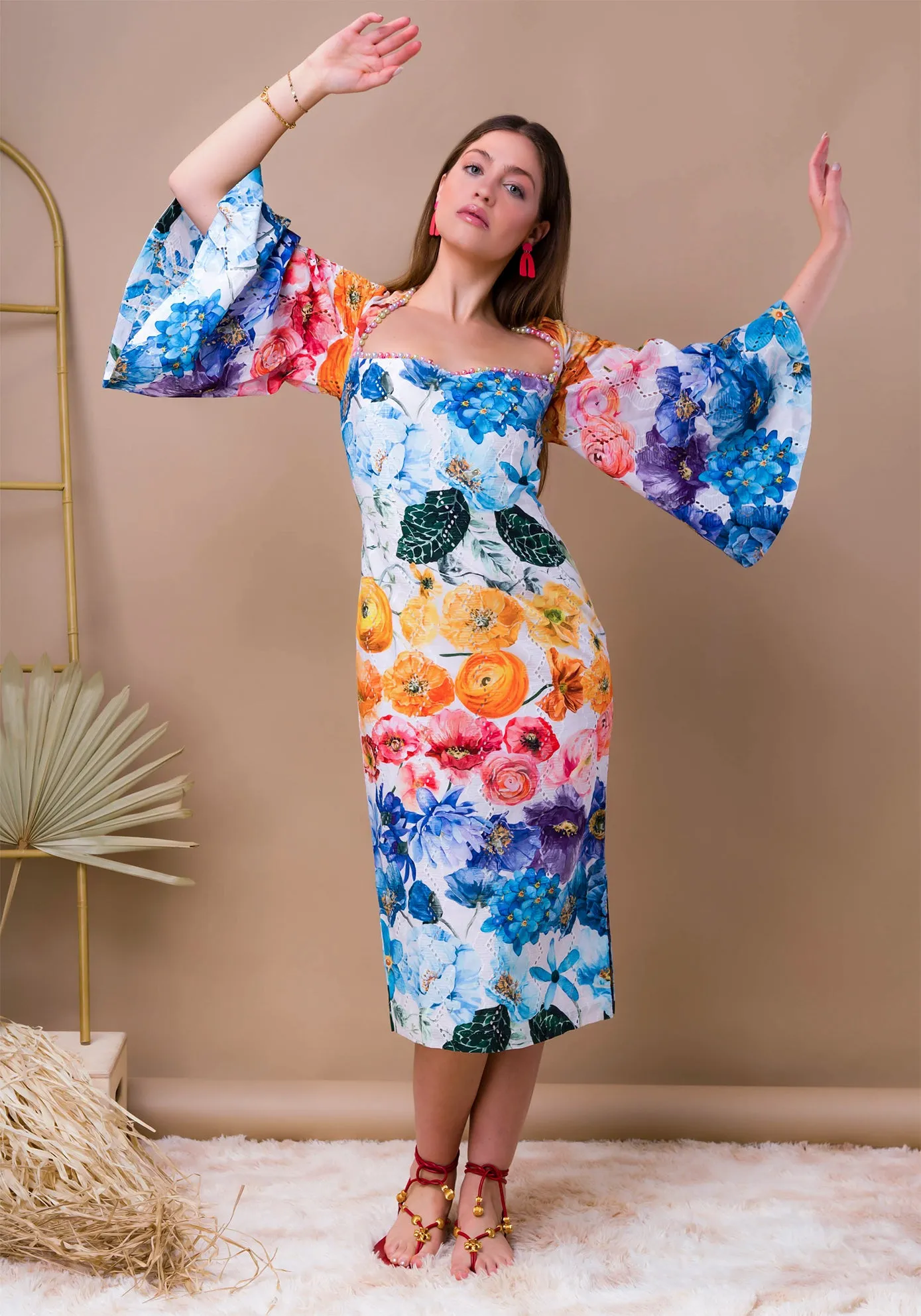 Blossom Cotton Dress | Floral Wedding Guest Dress