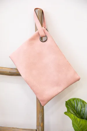 Blush Vegan Leather Clutch Bag