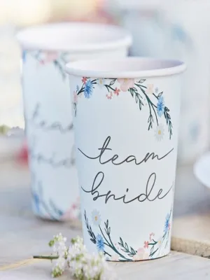 BOHO ECO FLORAL TEAM BRIDE HEN PARTY CUPS (8)