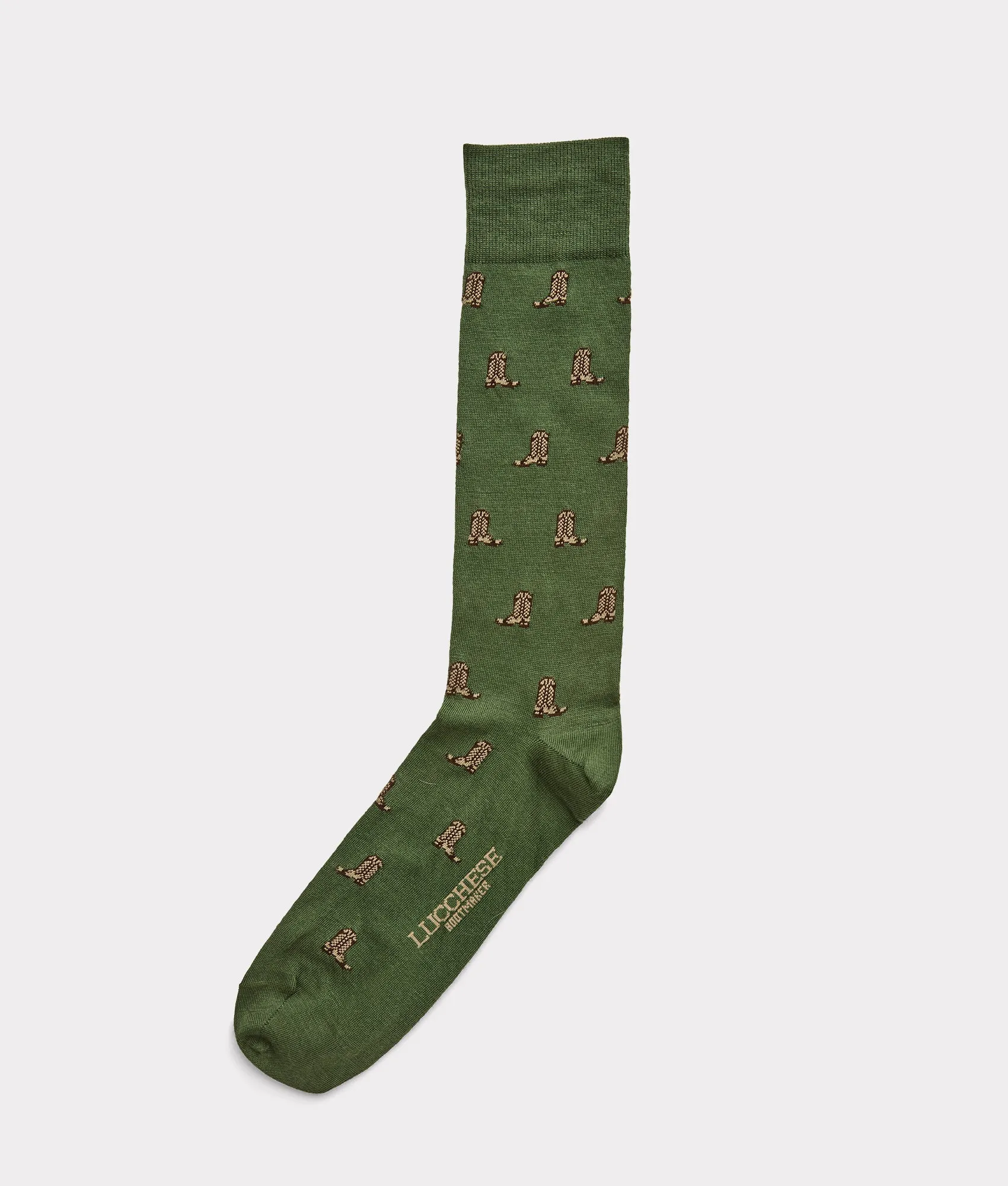 Boot Print Dress Socks :: Pine
