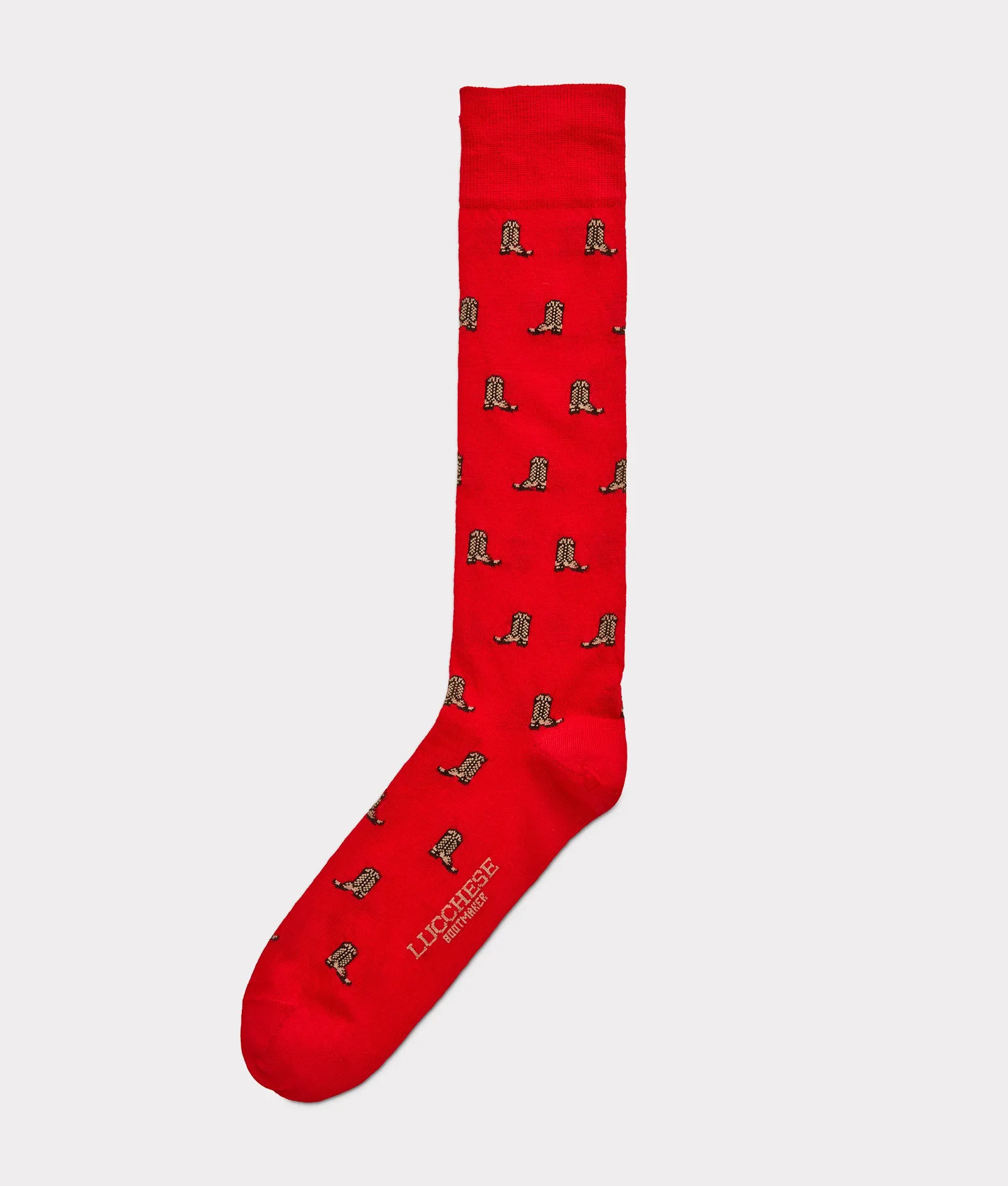 Boot Print Dress Socks :: Red