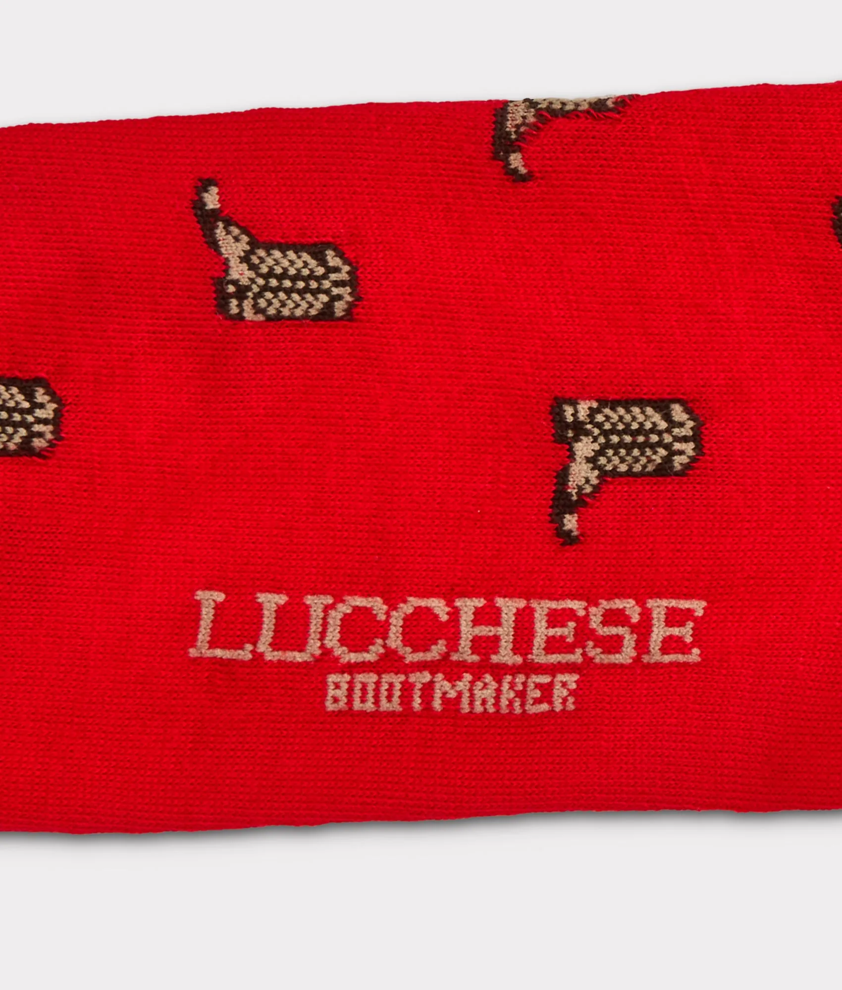 Boot Print Dress Socks :: Red
