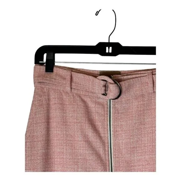 Boss Skirt Women 4 Pink Tweed Zipper Front Belted A Line Mini Career Corpcore