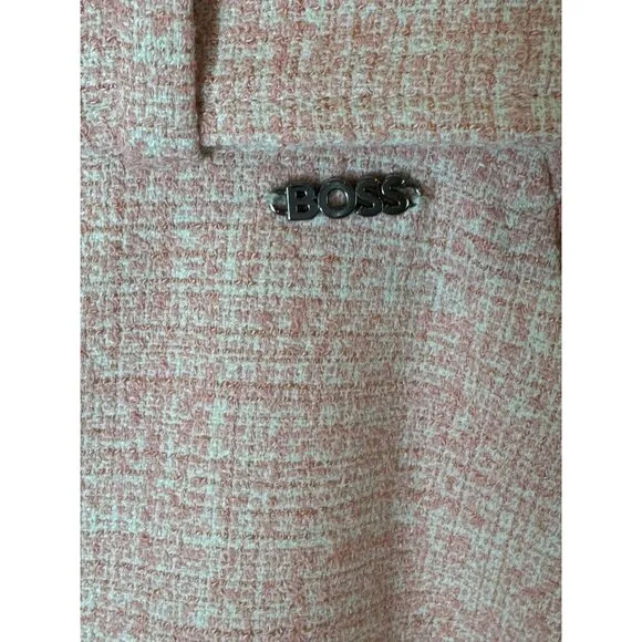 Boss Skirt Women 4 Pink Tweed Zipper Front Belted A Line Mini Career Corpcore