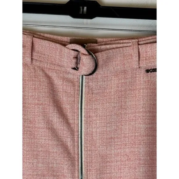 Boss Skirt Women 4 Pink Tweed Zipper Front Belted A Line Mini Career Corpcore