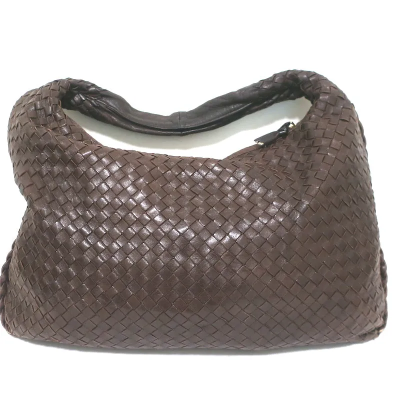Bottega Veneta Large Veneta Hobo Dark Brown Intrecciato Leather Shoulder Bag