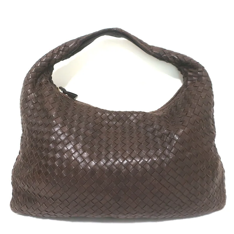 Bottega Veneta Large Veneta Hobo Dark Brown Intrecciato Leather Shoulder Bag