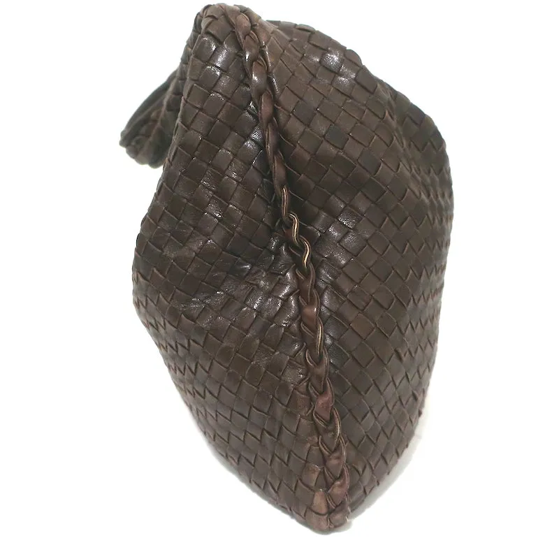 Bottega Veneta Large Veneta Hobo Dark Brown Intrecciato Leather Shoulder Bag
